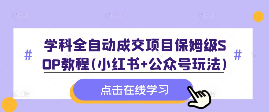 学科全自动成交项目保姆级SOP教程(小红书+公众号玩法)含资料-电脑资源自留地