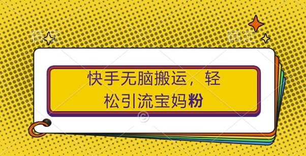 快手无脑搬运，轻松引流宝妈粉，纯小白轻松上手【揭秘】-电脑资源自留地