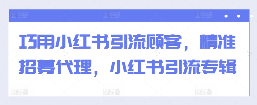 巧用小红书引流顾客，精准招募代理，小红书引流专辑-电脑资源自留地