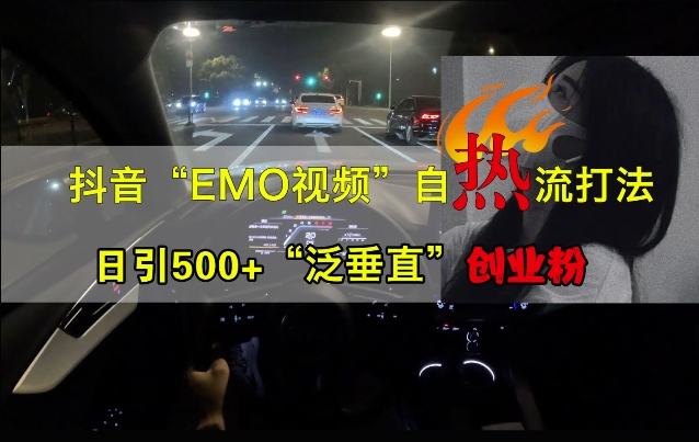抖音EMO视频自热打法，日引500+“泛垂直”创业粉-电脑资源自留地