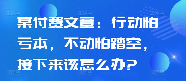某付费文章：行动怕亏本，不动怕踏空，接下来该怎么办?-电脑资源自留地