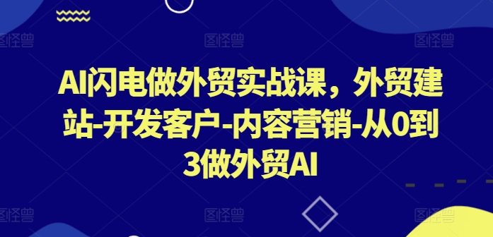 AI闪电做外贸实战课，​外贸建站-开发客户-内容营销-从0到3做外贸AI（更新）-电脑资源自留地