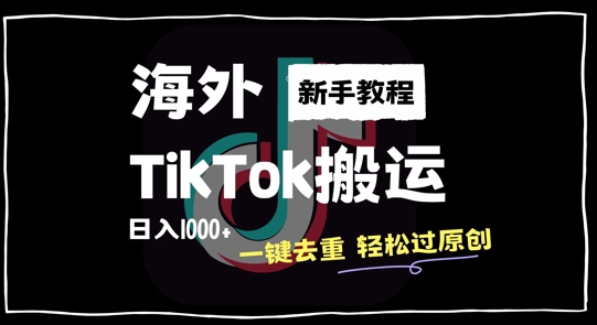 2024最新海外TikTok搬运玩法，一键去重轻松过原创，新手无经验也能日入1k【揭秘】-电脑资源自留地