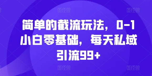 简单的截流玩法，0-1小白零基础，每天私域引流99+【揭秘】-电脑资源自留地