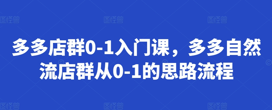多多店群0-1入门课，多多自然流店群从0-1的思路流程-电脑资源自留地