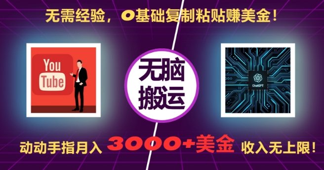 无需经验，0基础复制粘贴赚美刀，动动手指，月入3000+刀，无上限【揭秘】-电脑资源自留地