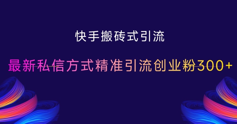 快手搬砖式引流，最新私信方式精准引流创业粉300+-电脑资源自留地