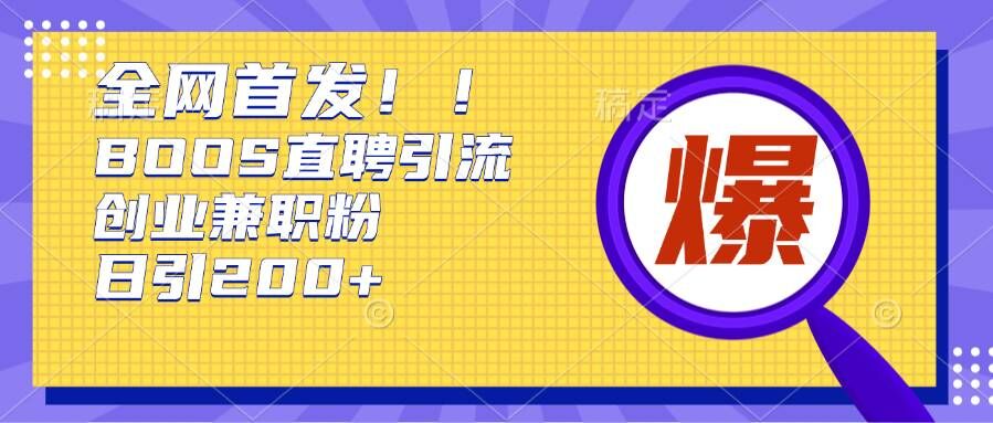 通过Boss直聘，每天轻松钓到200+多条创业大鱼的秘籍【揭秘】-电脑资源自留地