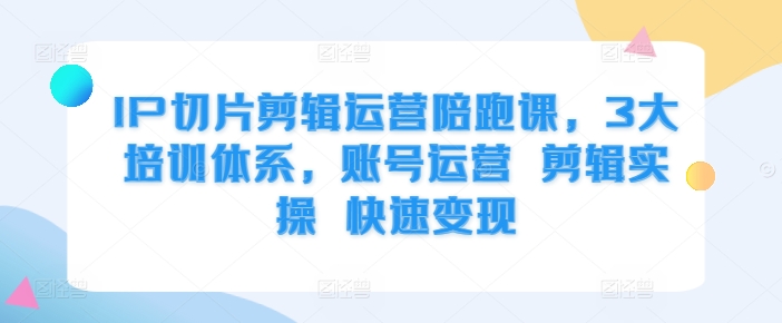IP切片剪辑运营陪跑课，3大培训体系，账号运营 剪辑实操 快速变现-电脑资源自留地