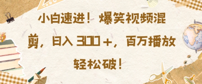 小白速进，爆笑视频混剪，日入3张，百万播放轻松破【揭秘】-电脑资源自留地