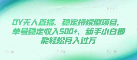 DY无人直播，稳定持续型项目，单号稳定收入500+，新手小白都能轻松月入过万【揭秘】-电脑资源自留地