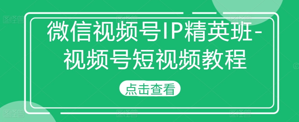 微信视频号IP精英班-视频号短视频教程-电脑资源自留地