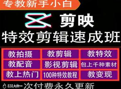 剪映特效教程和运营变现教程，特效剪辑速成班，专教新手小白-电脑资源自留地