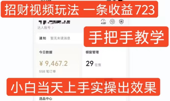招财视频玩法，一条视频收益723，手把手教学，小白当天可上手-电脑资源自留地