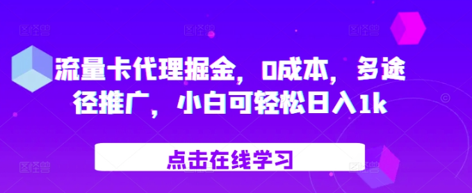 流量卡代理掘金，0成本，多途径推广，小白可轻松日入1k-电脑资源自留地