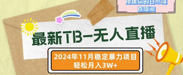 【最新TB-无人直播】11月最新，打造你的日不落直播间，轻松月入过W【揭秘】-电脑资源自留地