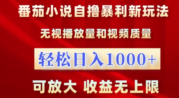番茄小说自撸暴利新玩法，无视播放量，轻松日入1k，可放大，收益无上限【揭秘】-电脑资源自留地