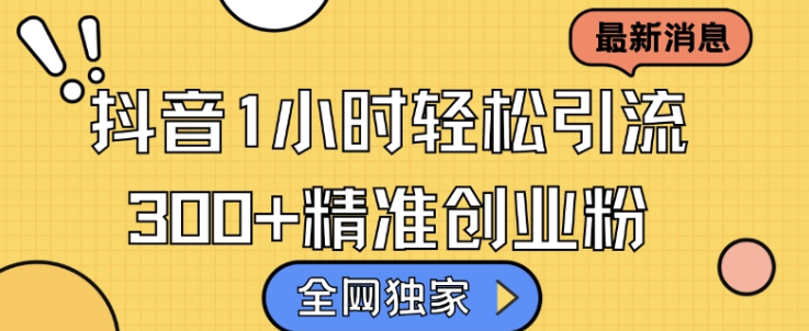 全网独家抖音引流，轻松日引300+精准创业粉【揭秘】-电脑资源自留地