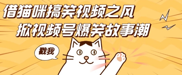 借猫咪搞笑视频之风，掀视频号爆笑故事潮，轻松日入四位数，无门槛快速入门!-电脑资源自留地