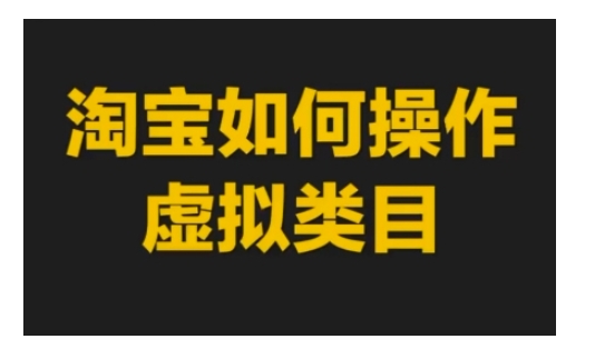 淘宝如何操作虚拟类目，淘宝虚拟类目玩法实操教程-电脑资源自留地