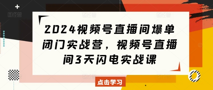 2024视频号直播间爆单闭门实战营，视频号直播间3天闪电实战课-电脑资源自留地