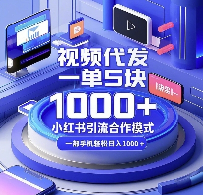 视频代发，一单5块，小红书引流合作模式，一部手机轻松日入多张【揭秘】-电脑资源自留地