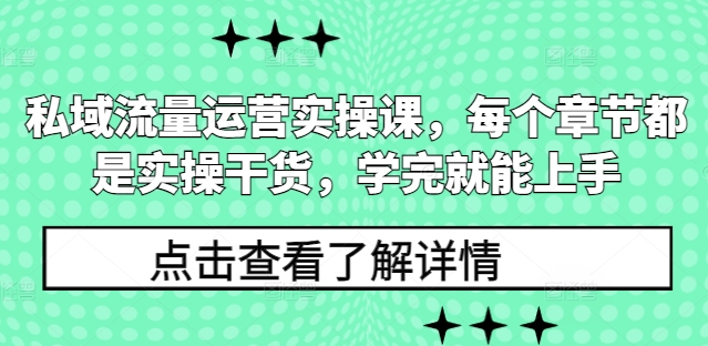 私域流量运营实操课，每个章节都是实操干货，学完就能上手-电脑资源自留地