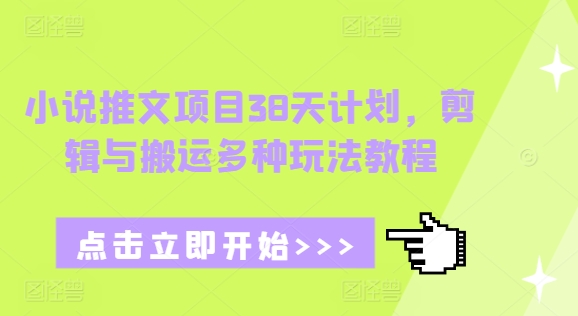 小说推文项目38天计划，剪辑与搬运多种玩法教程-电脑资源自留地