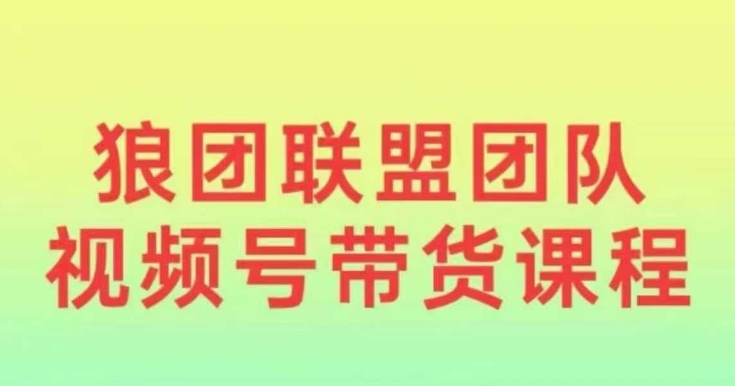 狼团联盟2024视频号带货，0基础小白快速入局视频号-电脑资源自留地