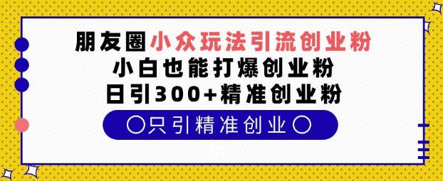 朋友圈小众玩法引流创业粉，小白也能打爆创业粉，日引300+精准创业粉【揭秘】-电脑资源自留地