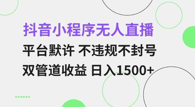 抖音小程序无人直播 平台默许 不违规不封号 双管道收益 日入多张 小白也能轻松操作【仅揭秘】-电脑资源自留地