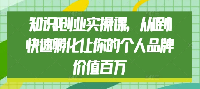 知识IP创业实操课，从0到1快速孵化让你的个人品牌价值百万-电脑资源自留地