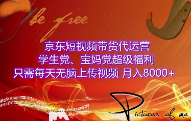 京东短视频带货代运营，学生党、宝妈党超级福利，只需每天无脑上传视频，月入8000+【仅揭秘】-电脑资源自留地