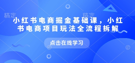小红书电商掘金课，小红书电商项目玩法全流程拆解-电脑资源自留地