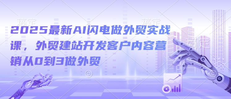 2025最新AI闪电做外贸实战课，外贸建站开发客户内容营销从0到3做外贸-电脑资源自留地