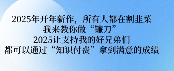 2025年开年新作，所有人都在割韭菜，我来教你做“镰刀” 2025让支持我的好兄弟们都可以通过“知识付费”拿到满意的成绩【揭秘】-电脑资源自留地