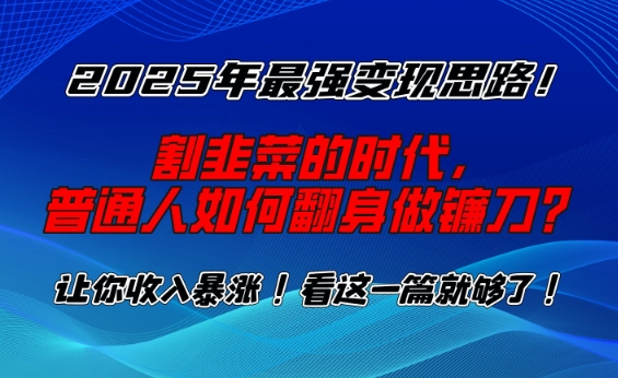2025年最强变现思路，割韭菜的时代， 普通人如何翻身做镰刀？【揭秘】-电脑资源自留地