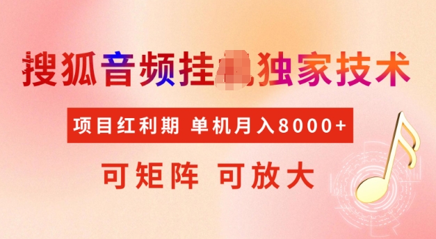 首发搜狐音频挂JI，项目红利期，可矩阵可放大，稳定月入5k【揭秘】-电脑资源自留地