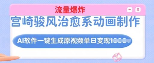 宫崎骏风治愈系动画制作，AI软件一键生成原创视频流量爆炸，单日变现多张，详细实操流程-电脑资源自留地
