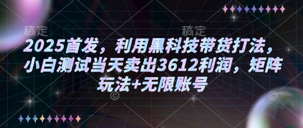 2025首发，利用黑科技带货打法，小白测试当天卖出3612利润，矩阵玩法+无限账号【揭秘】-电脑资源自留地