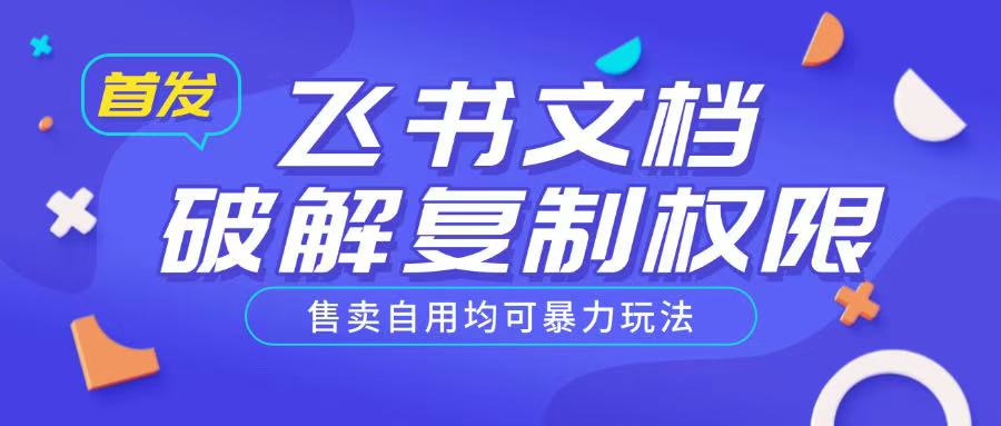 首发飞书文档破解复制权限，售卖自用均可暴力玩法-电脑资源自留地
