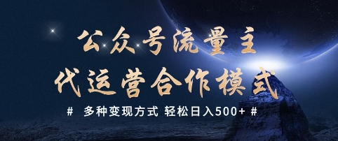 公众号流量主代运营  多种变现方式 轻松日入5张【揭秘】-电脑资源自留地