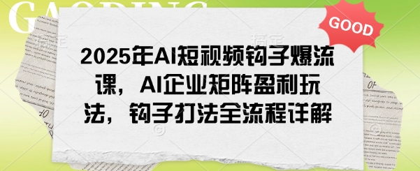 2025年AI短视频钩子爆流课，AI企业矩阵盈利玩法，钩子打法全流程详解-电脑资源自留地