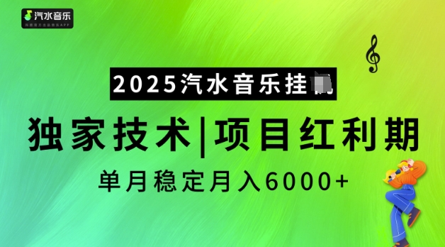2025汽水音乐挂JI，独家技术，项目红利期，稳定月入5k【揭秘】-电脑资源自留地