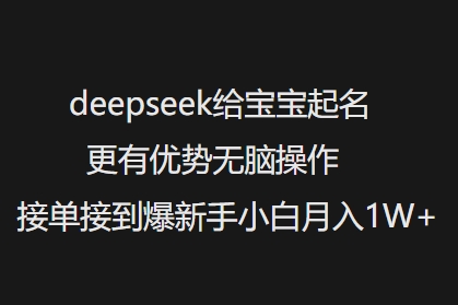 deepseek给宝宝起名更有优势无脑操作接单接到爆新手小白月入1W+-电脑资源自留地