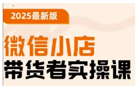 2025最新版微信小店带货者实操课，基础操作到高级运营技巧，快速上手-电脑资源自留地