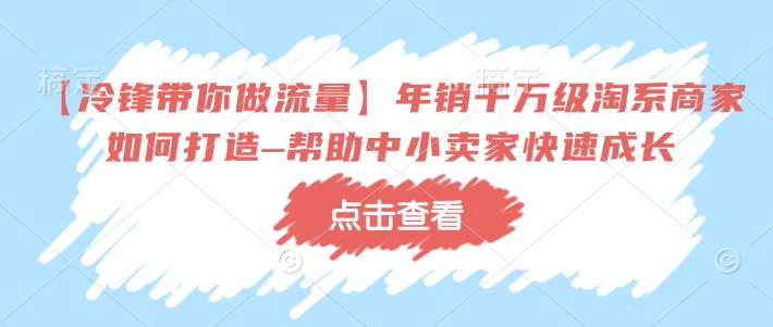 【冷锋带你做流量】年销千万级淘系商家如何打造–帮助中小卖家快速成长-电脑资源自留地