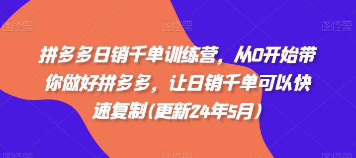 拼多多日销千单训练营，从0开始带你做好拼多多，让日销千单可以快速复制(更新25年2月)-电脑资源自留地