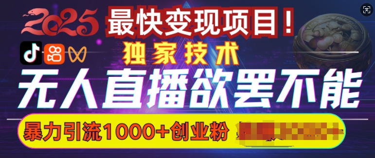 欲罢不能的无人直播引流，超暴力日引流1000+高质量精准创业粉-电脑资源自留地