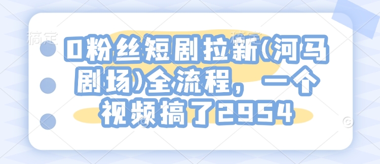 0粉丝短剧拉新(河马剧场)全流程，一个视频搞了2954-电脑资源自留地